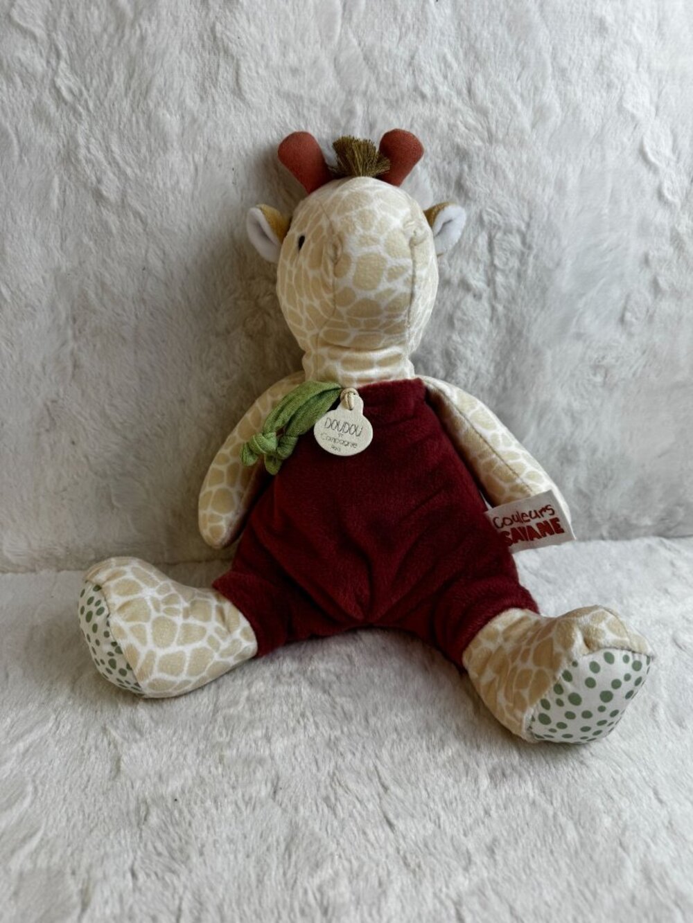 Giraffe Doudou et Compagnie Paris Couleurs Savane Plush Baby Lovey Toy Pink
